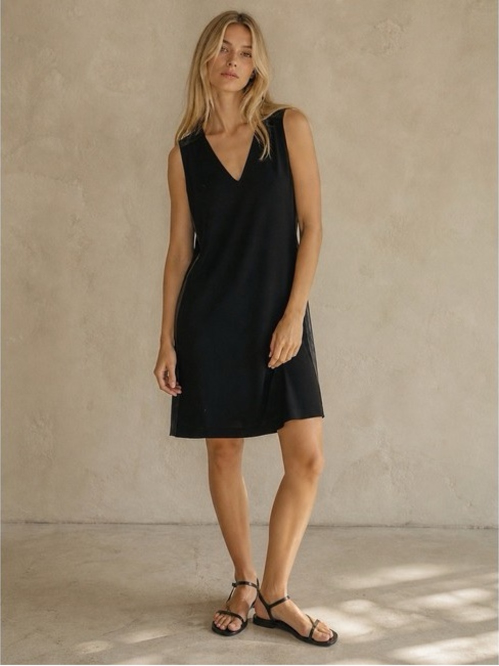 Vince leather-trim shift dress with pockets